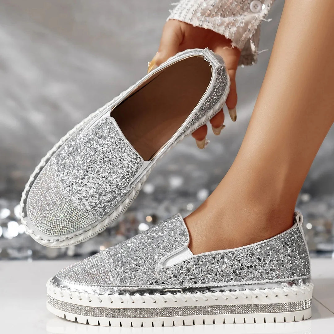 Lizka - Mocassini Con Plateau Glitter e Strass