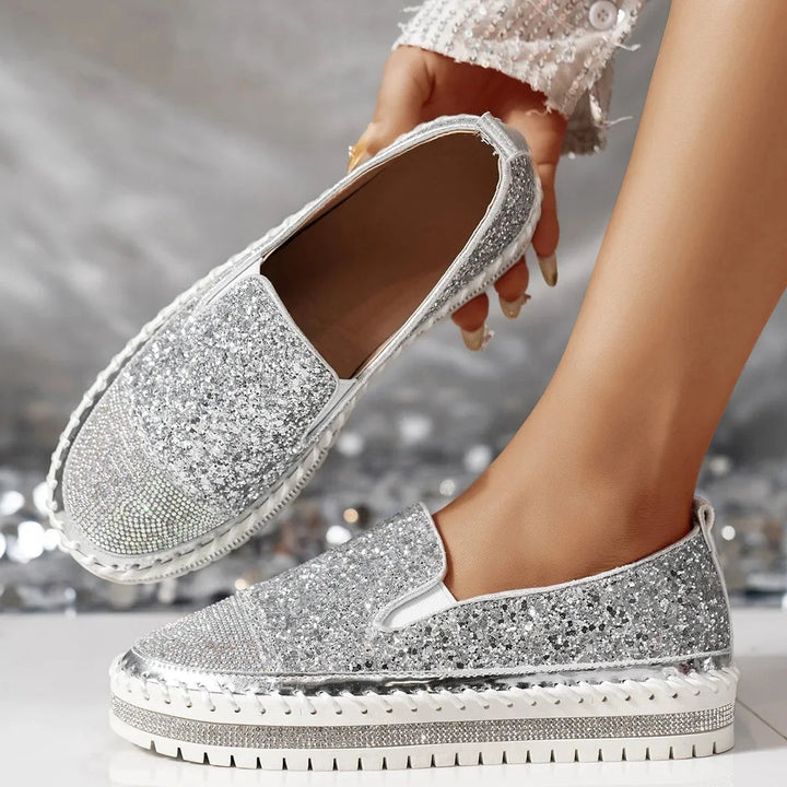 Lizka - Mocassini Con Plateau Glitter e Strass