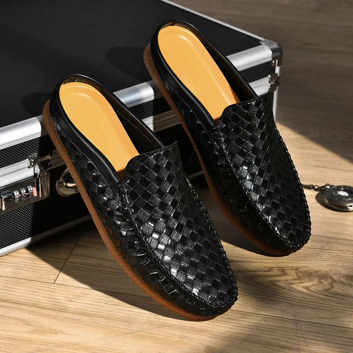 Efim - Pantofole Casuale in Pelle Con Motivo Intrecciato