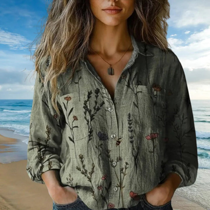 Evlampia - Camicia Vintage In Cotone a Maniche Lunghe