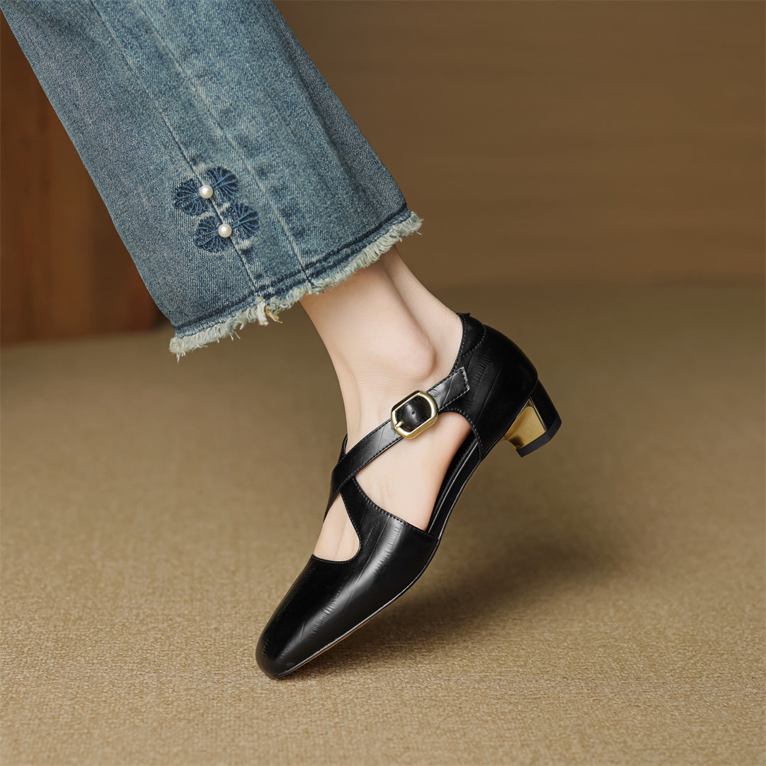 Malena - Scarpe in Pelle Con Cinturini Incrociati