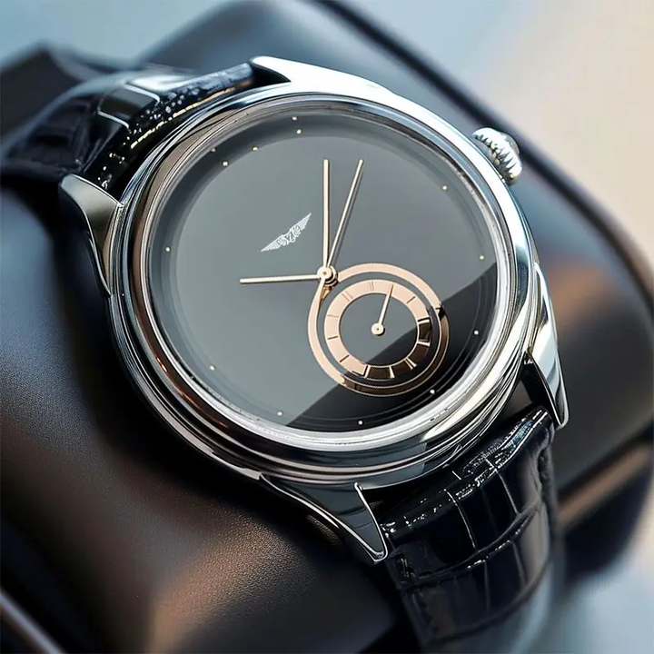 AurexTime - Orologio Classico In Pelle Con Quadrante Bicolore Dorato