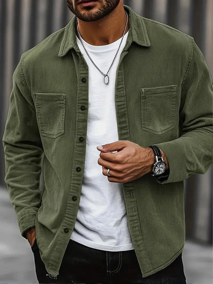Niroshan - Camicia Oversize in Velluto a Coste a Maniche Lunghe