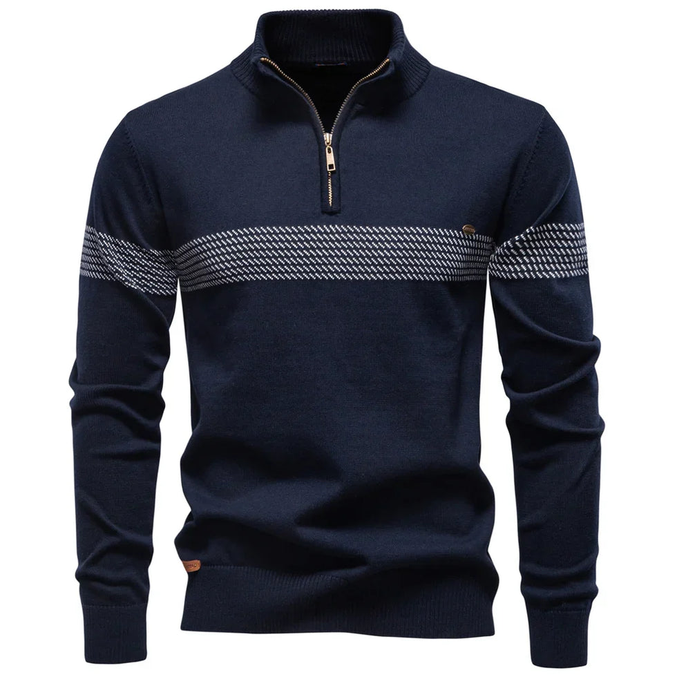 Amitai - Maglione Classico in Maglia Con Mezza Zip