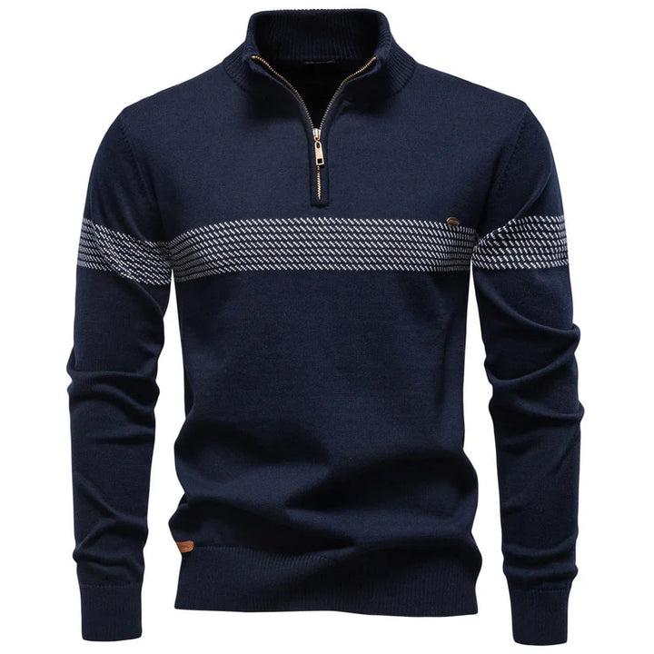 Amitai - Maglione Classico in Maglia Con Mezza Zip
