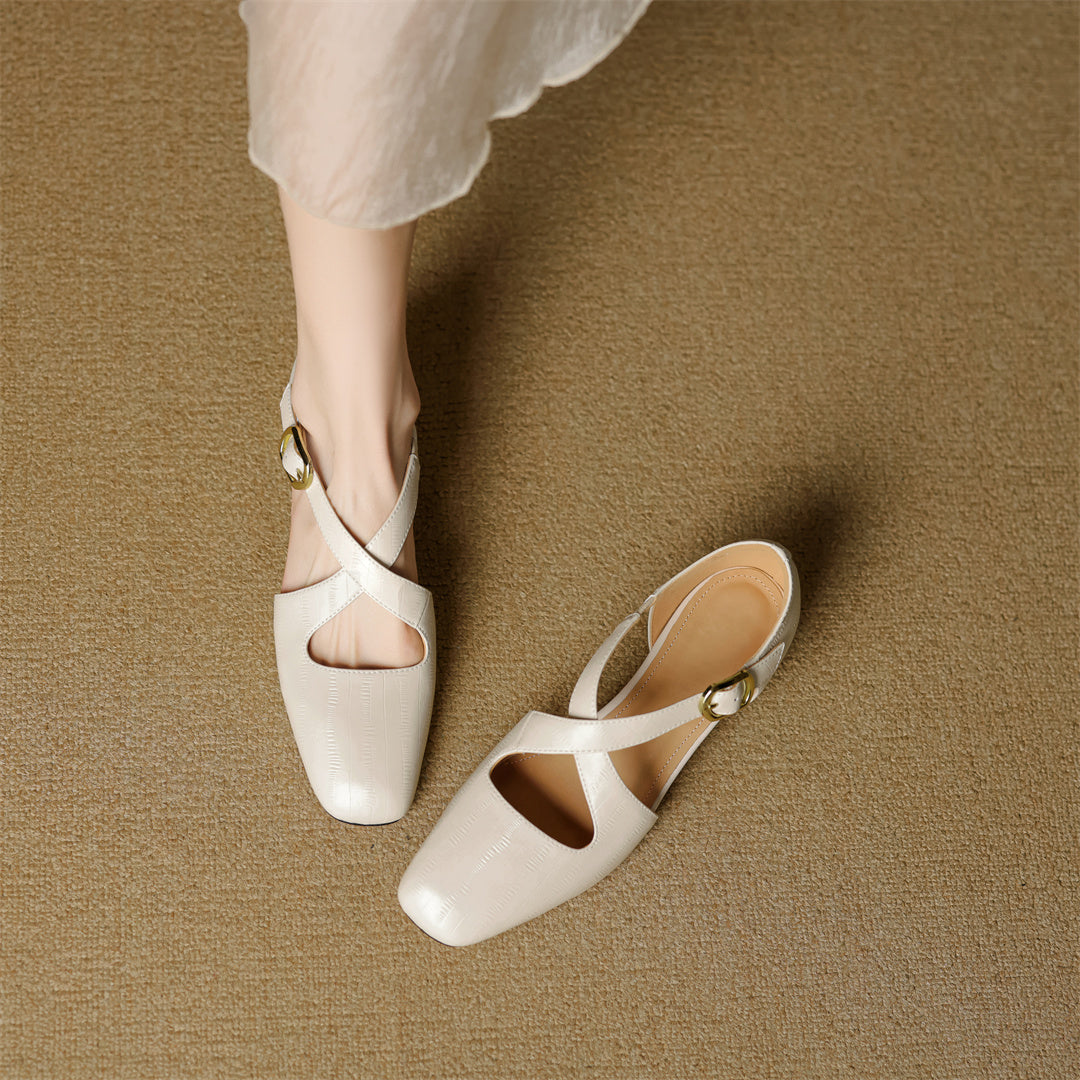 Malena - Scarpe in Pelle Con Cinturini Incrociati
