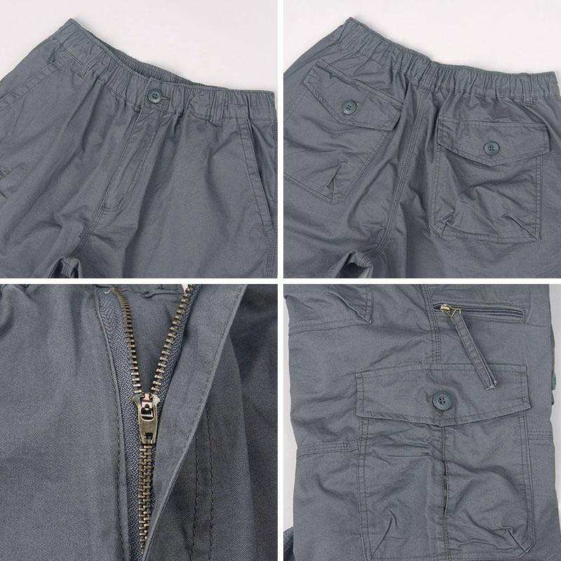 Esman - Pantaloncini Cargo con Elastico in Vita