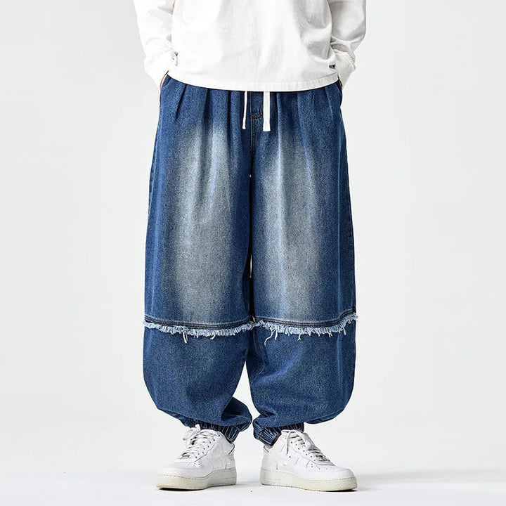 Brennan - Eleganti Pantaloni Da Jogging In Denim a Gamba Larga