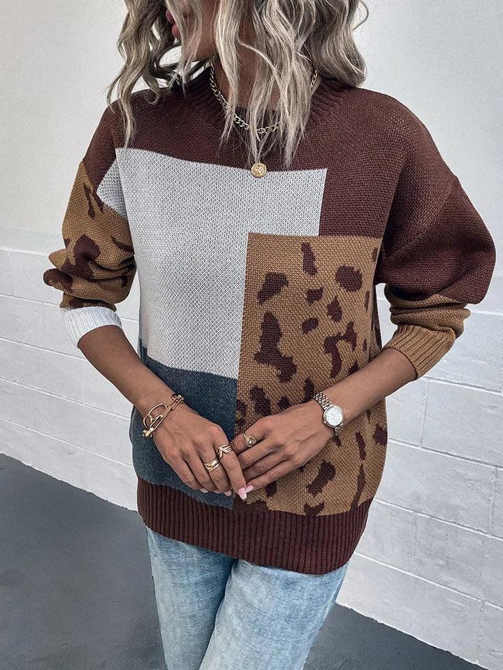 Irmgard - Maglione Vintage Con Patchwork Leopardato