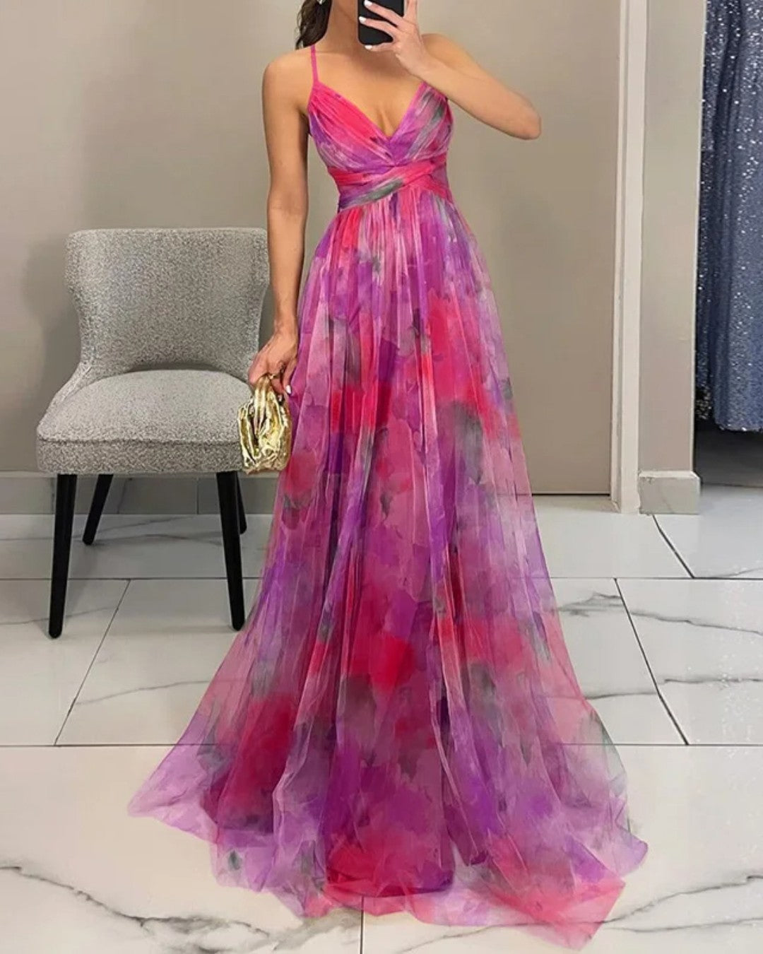 Dinushi - Abito lungo Floreale Elegance