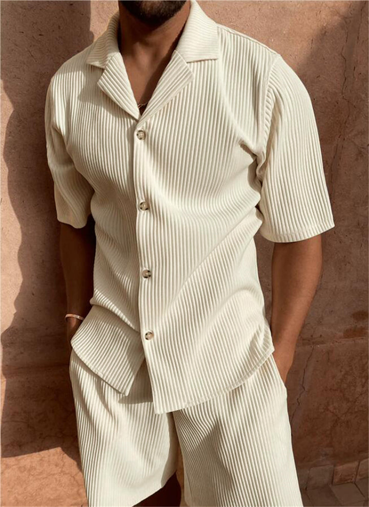 Ardian - Settato Camicia E Pantaloncini A Maniche Corte In Velluto A Coste
