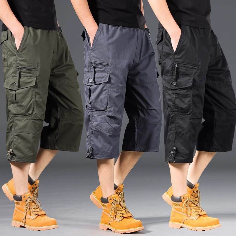 Esman - Pantaloncini Cargo con Elastico in Vita