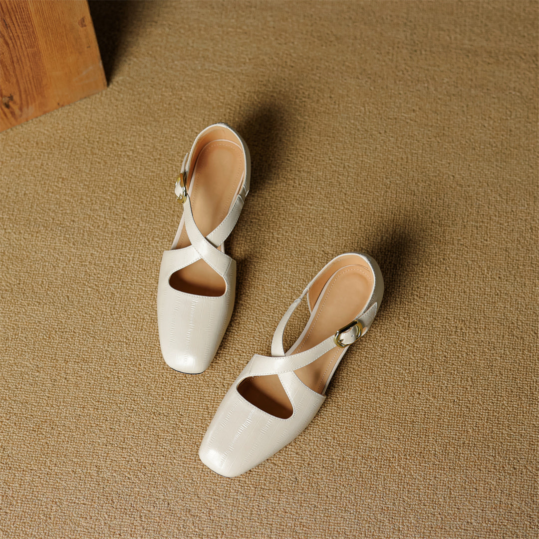 Malena - Scarpe in Pelle Con Cinturini Incrociati