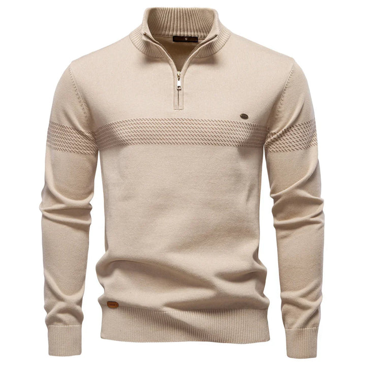 Amitai - Maglione Classico in Maglia Con Mezza Zip