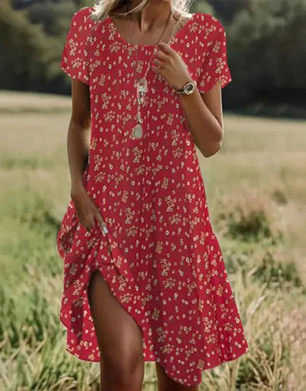 Giovana - Elegante Abito Midi a Maniche Corte