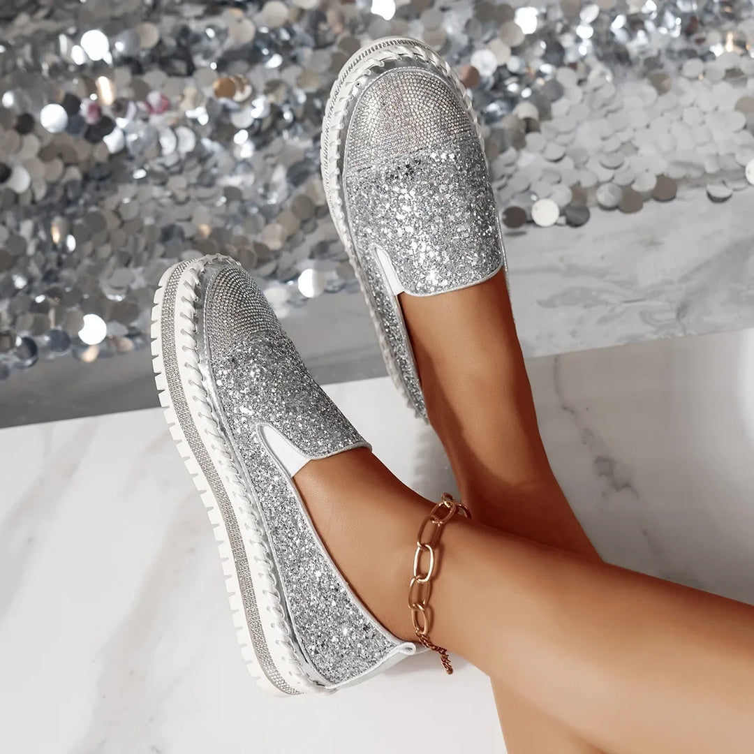 Lizka - Mocassini Con Plateau Glitter e Strass