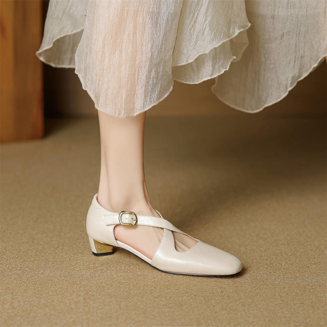 Malena - Scarpe in Pelle Con Cinturini Incrociati