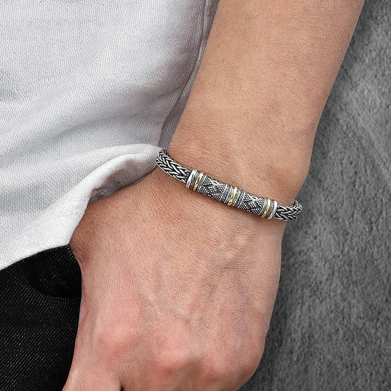 Jalair - Bracciale a Cordino in Acciaio Inossidabile Con Incisione