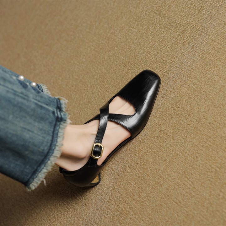 Malena - Scarpe in Pelle Con Cinturini Incrociati
