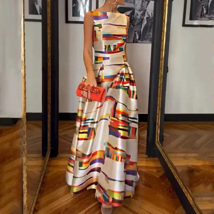 Vivien - Maxi Abito con Stampa Geometrica