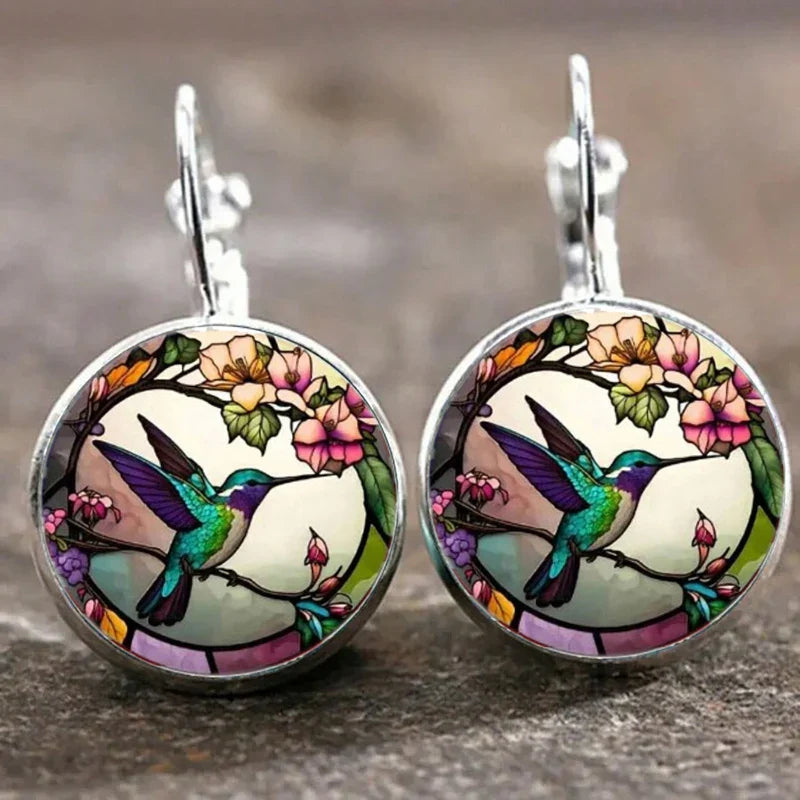 WingAura - Collana con Ciondolo a Cupola in Vetro a forma di Colibrì