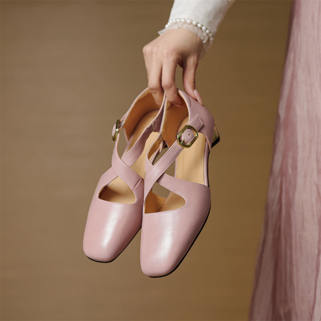 Malena - Scarpe in Pelle Con Cinturini Incrociati