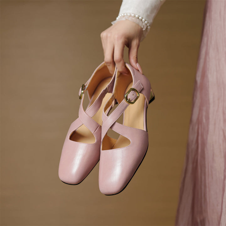 Malena - Scarpe in Pelle Con Cinturini Incrociati