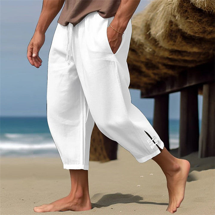 Erich - Pantaloni Comodi In Lino Con Elastico In Vita Per l' Estate