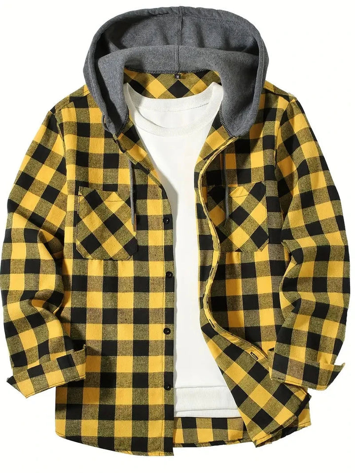 Ronildo - Camicia a Quadri Con Maniche Lunghe Cappuccio e Bottoni