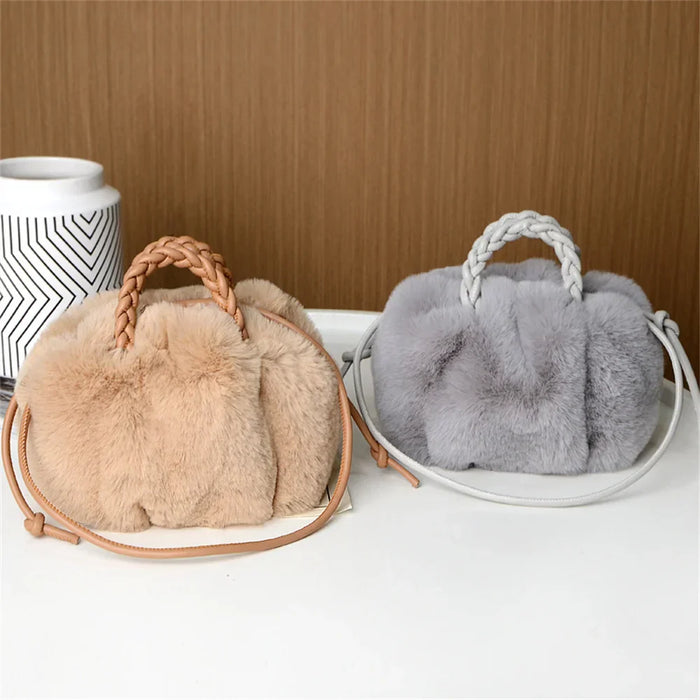 Narnia - Borsa a Tracolla in Peluche Color Zucca