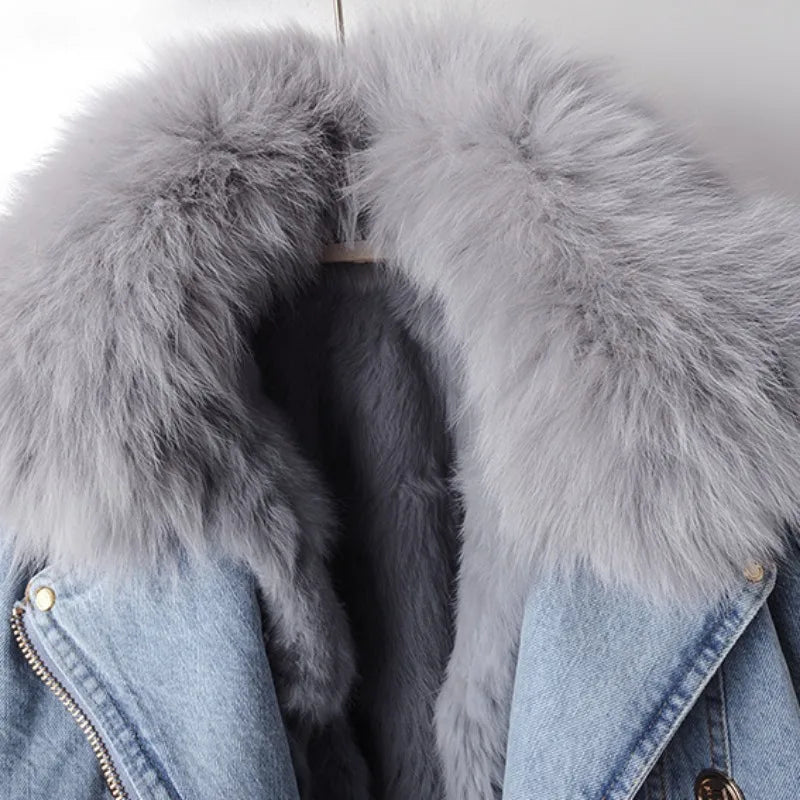 Phylicia - Elegante Giacca In Denim Con Pelliccia Sintetica