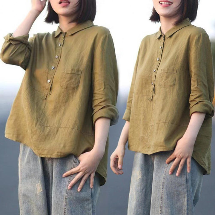Winona - Camicia a Maniche Lunghe con Tasca Frontale e Bottoni