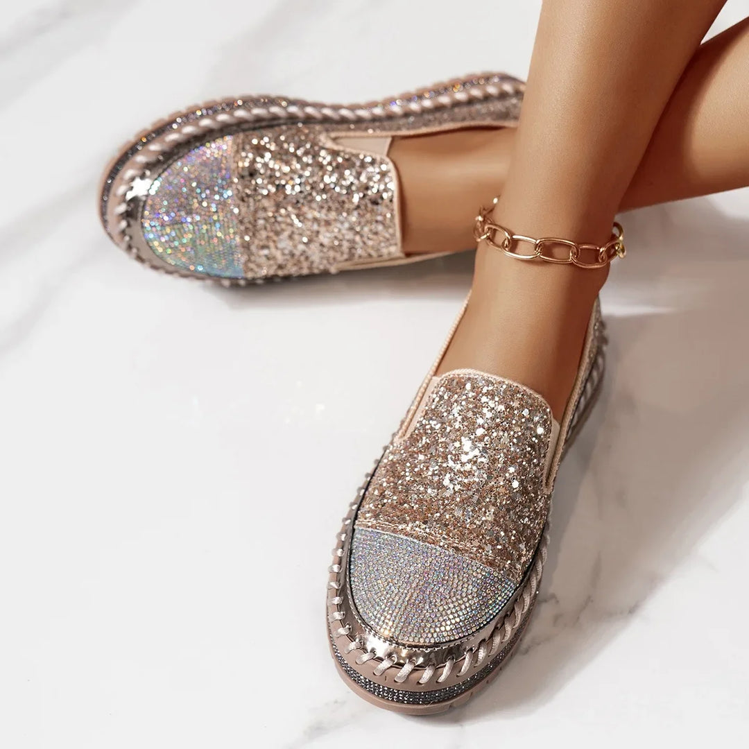 Lizka - Mocassini Con Plateau Glitter e Strass
