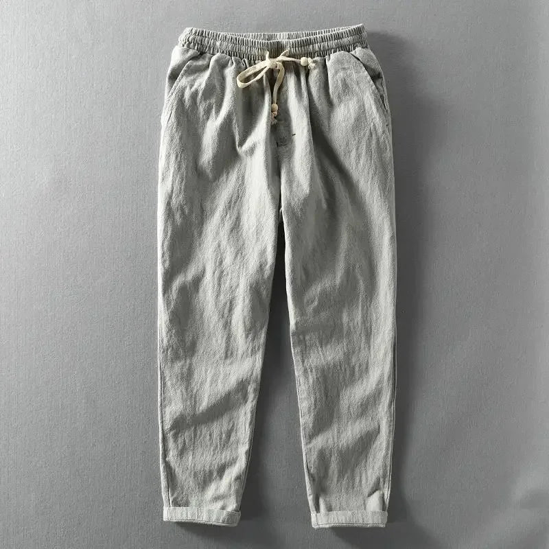 Clarke - Pantaloni Casuale in Lino Con Coulisse In Vita