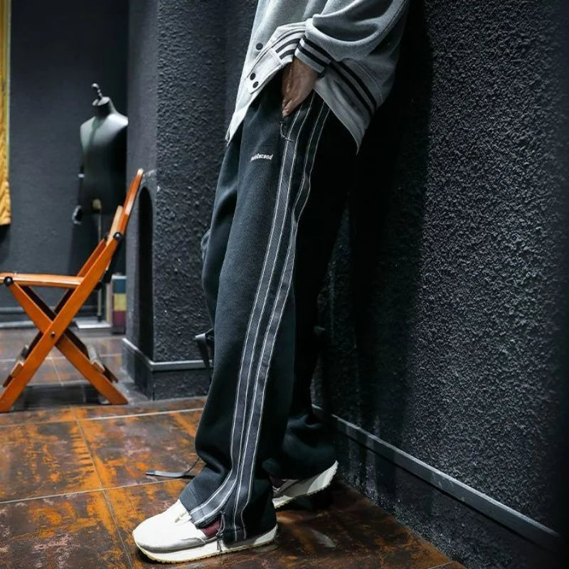 Krause - Pantaloni a Gamba Larga Con Strisce Laterali