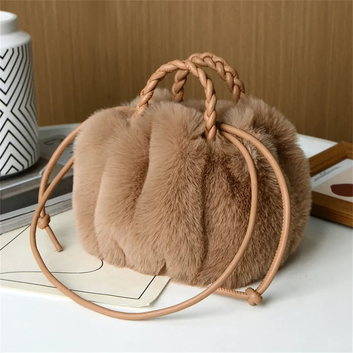 Narnia - Borsa a Tracolla in Peluche Color Zucca