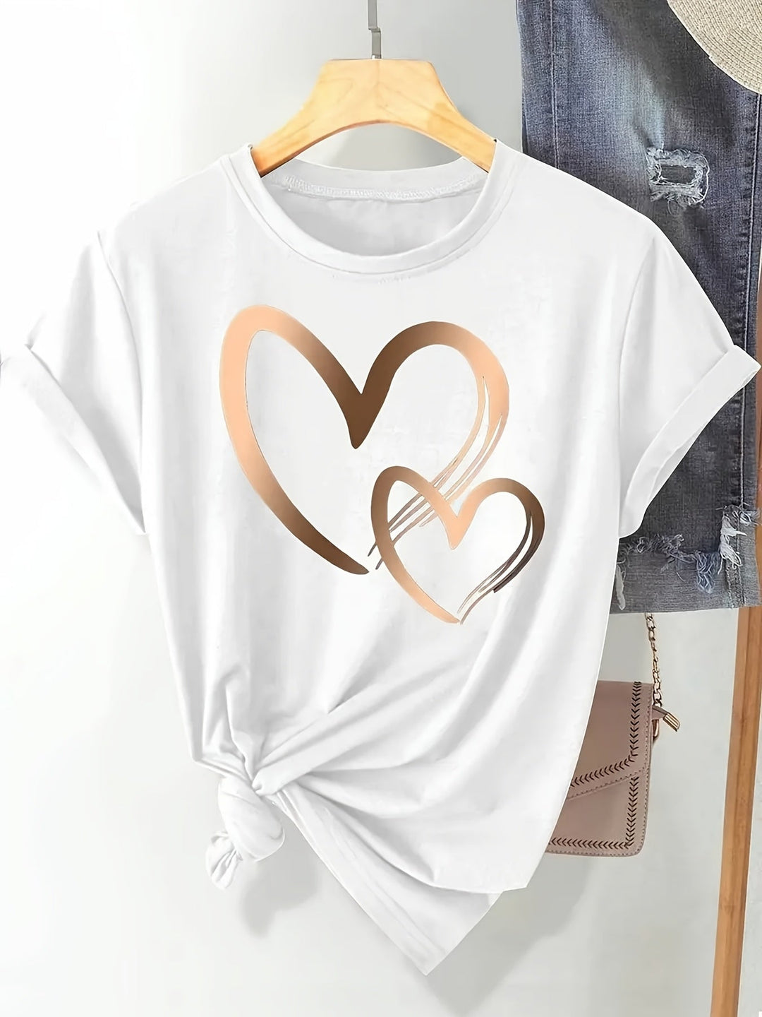 Larson - Casual Manica Corta Maglietta Con Stampa Cuore