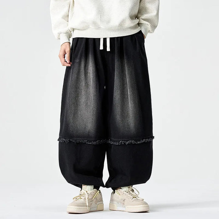 Brennan - Eleganti Pantaloni Da Jogging In Denim a Gamba Larga