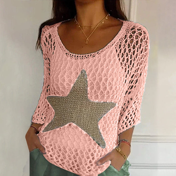 Marouso - Casual Tondo Collo Maglia Top In Rete