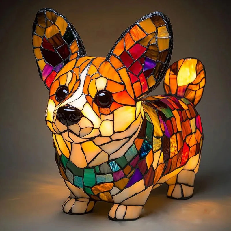 LumiCorgi - Lampada Magica In Vetro Colorato a Forma Di Corgi