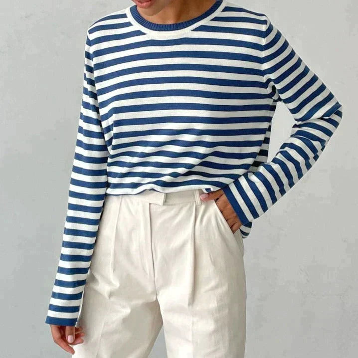 Quintina - Elegante Maglione a Maniche Lunghe Con Motivo a Strisce