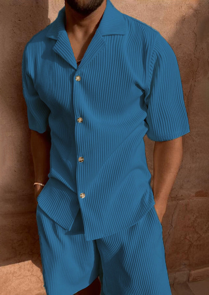Ardian - Settato Camicia E Pantaloncini A Maniche Corte In Velluto A Coste