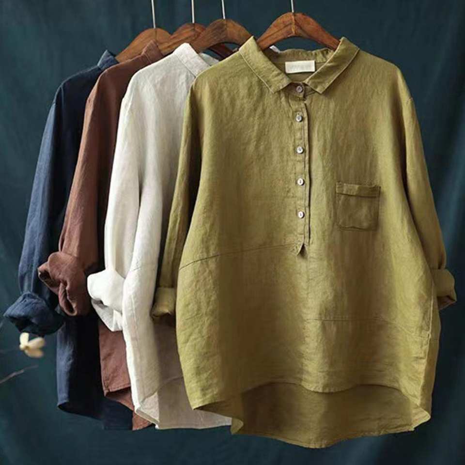 Winona - Camicia a Maniche Lunghe con Tasca Frontale e Bottoni