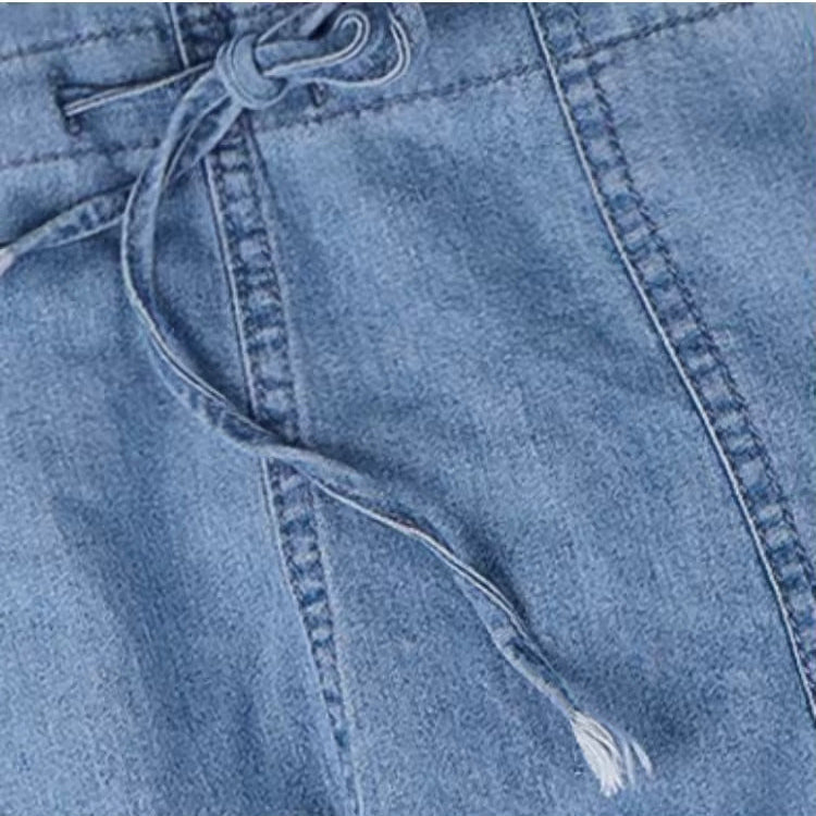 Carly - Tuta Casuale In Denim Con Coulisse In Vita