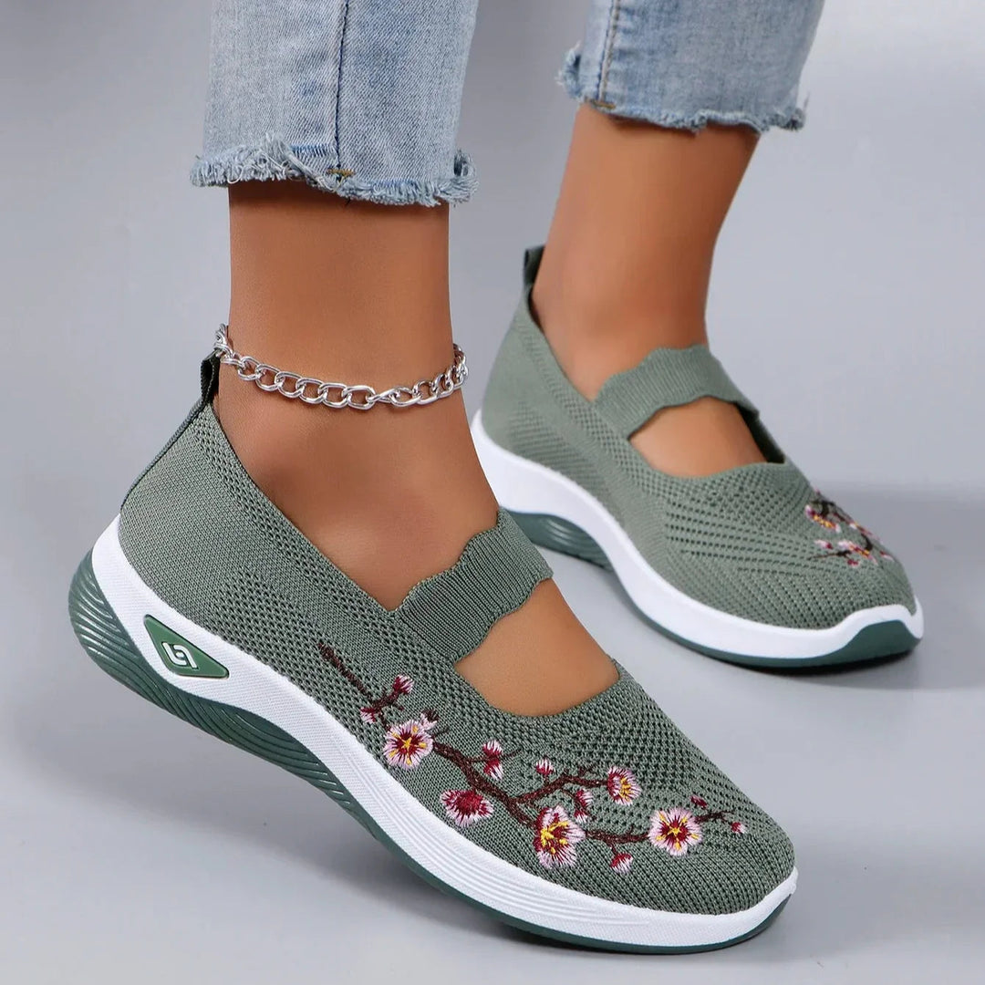 Fajon - Comode Scarpa Da Ginnastica Ricamate Con Motivi Floreali