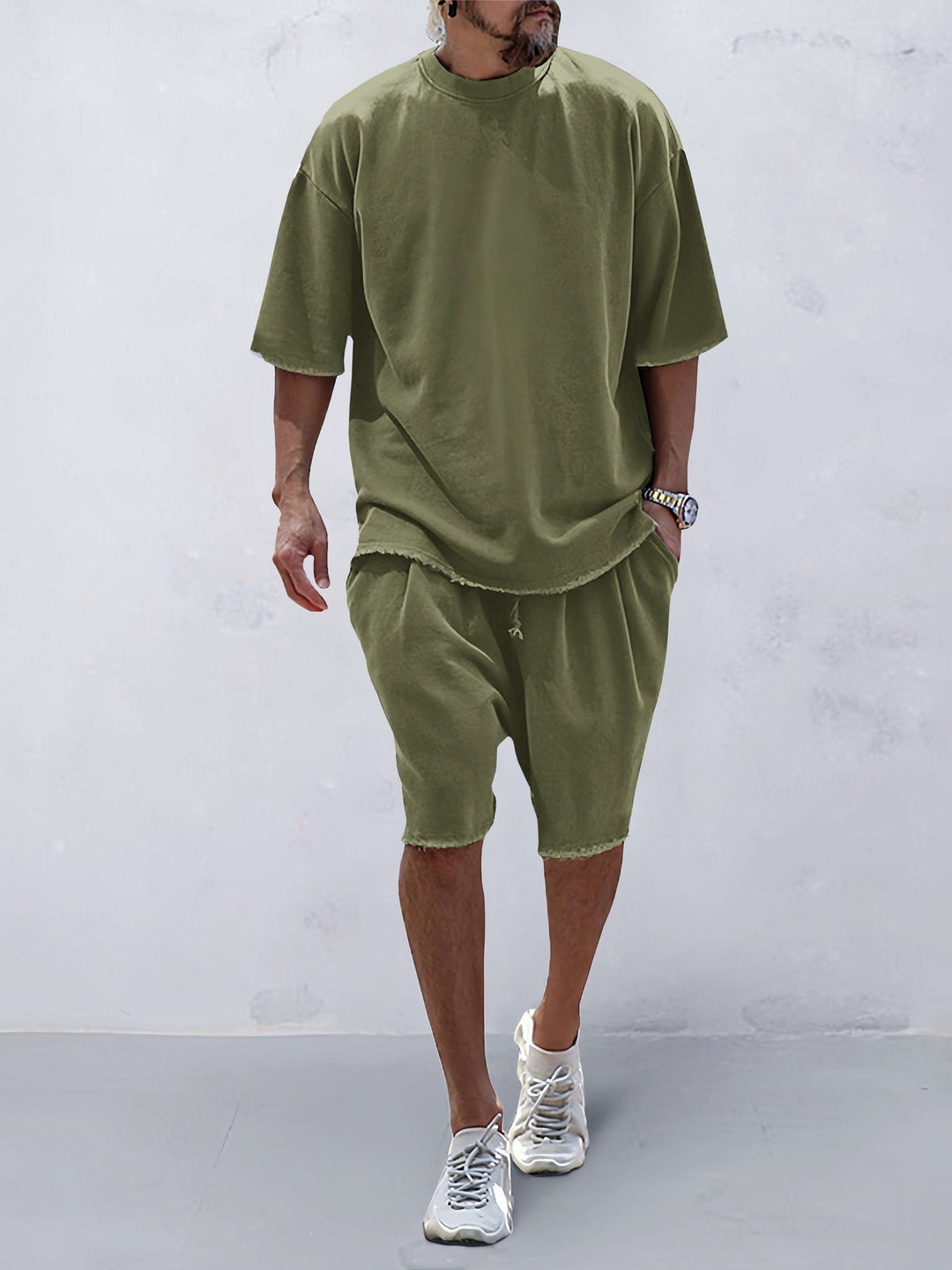 Khetag - Casual Vestibilità ampia Solido Set sportivo