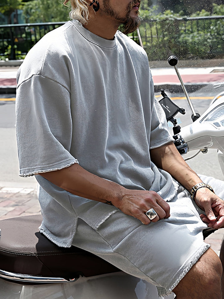 Khetag - Casual Vestibilità ampia Solido Set sportivo
