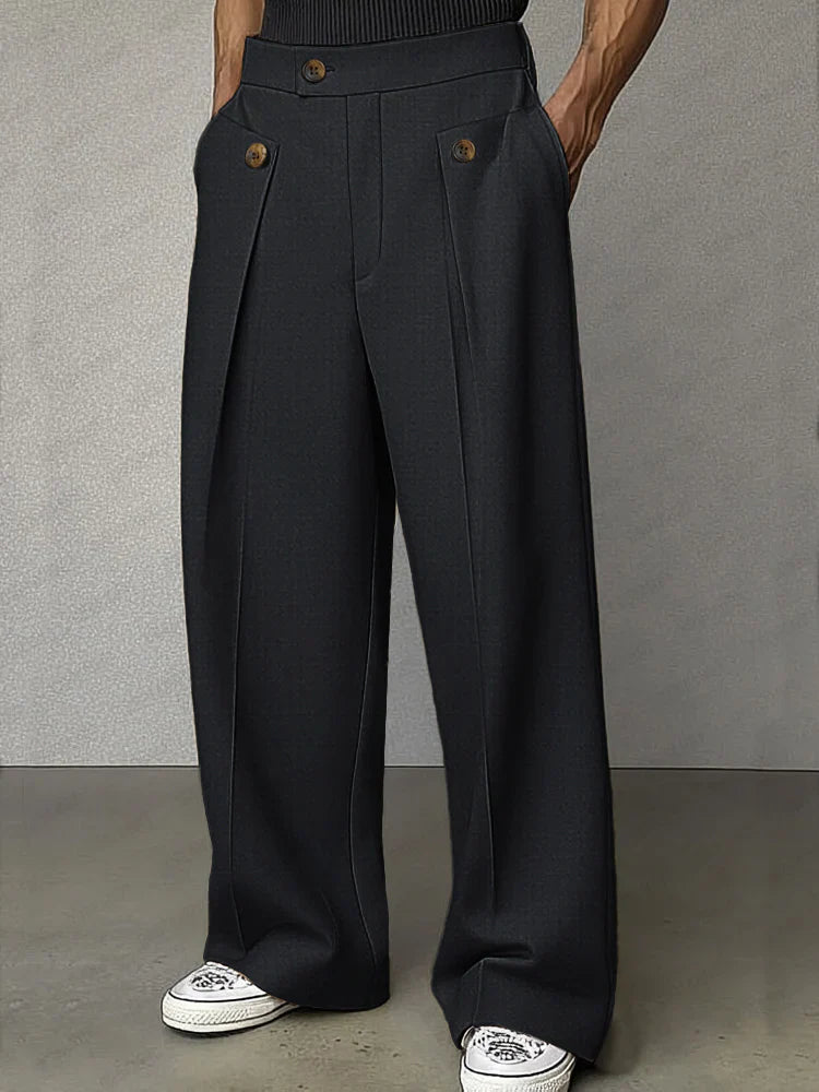 Anikia - Pantaloni Eleganti A Gamba Larga Con Pieghe