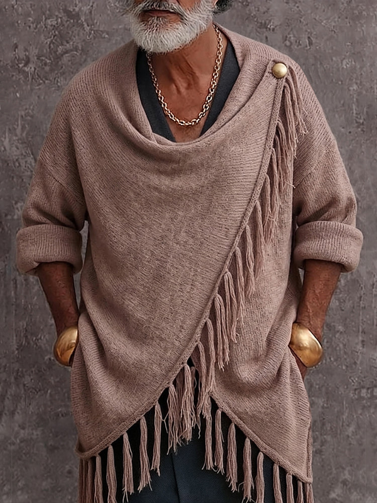 Makenley - Maglione in Maglia Dal Collo Drappeggiato Con Bordi Sfrangiati in Stile Casual