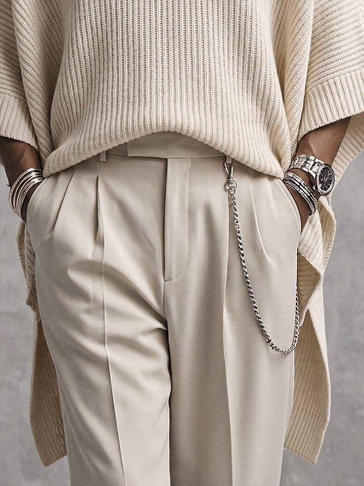 Joash - Maglione Poncho a Collo Alto a Coste Oversize